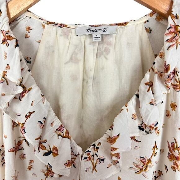 Madewell Ruffle Button Front Trapeze A-line Dress in Floral Reef Size Small - Picture 8 of 13